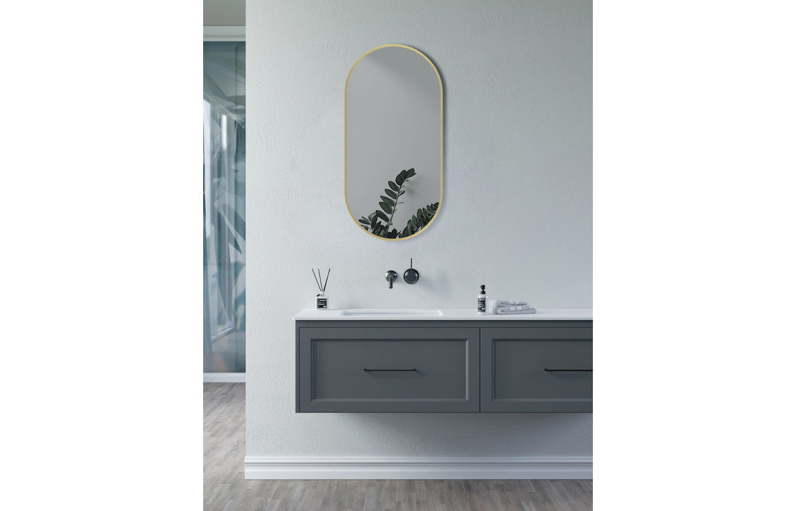 Buttermere 800x400mm Oblong Mirror - Brushed Brass