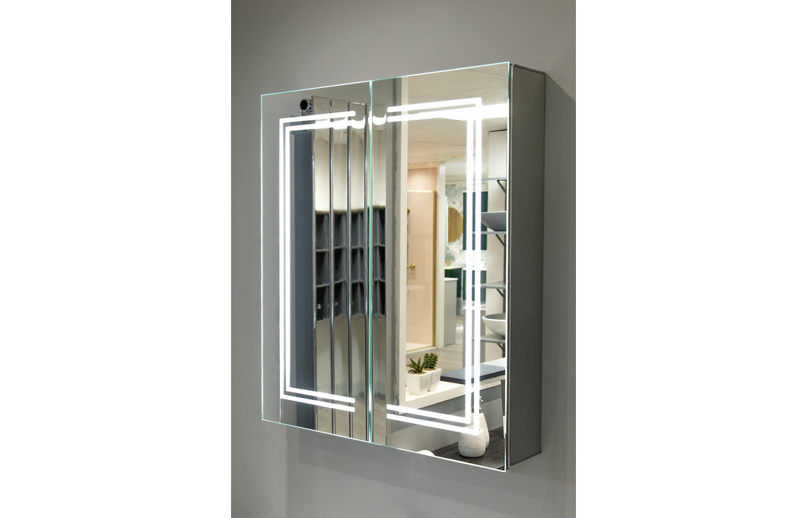 Khanka 600mm 2 Door Front-Lit LED Mirror Cabinet
