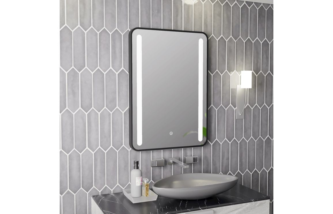 Tana 500x700mm Rounded Front-Lit LED Mirror - Black
