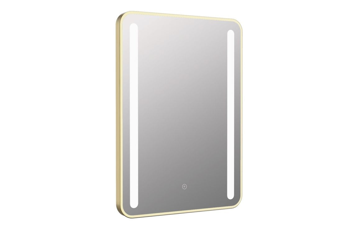 Tana 500x700mm Rounded Front-Lit LED Mirror - Brushed Brass