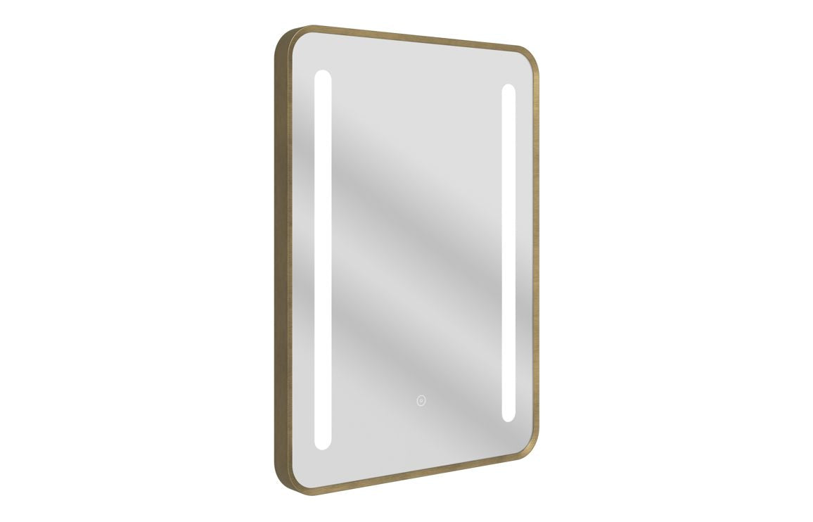 Tana 500x700mm Rounded Front-Lit LED Mirror - Brushed Bronze