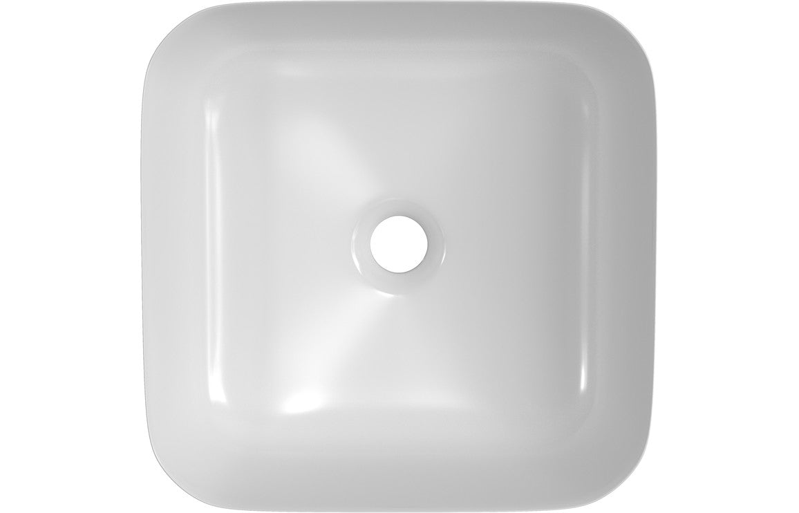 Chari 400mm Ceramic Square Washbowl &amp; Waste - Matt White