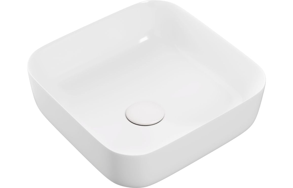 Chari 400mm Ceramic Square Washbowl &amp; Waste - Matt White