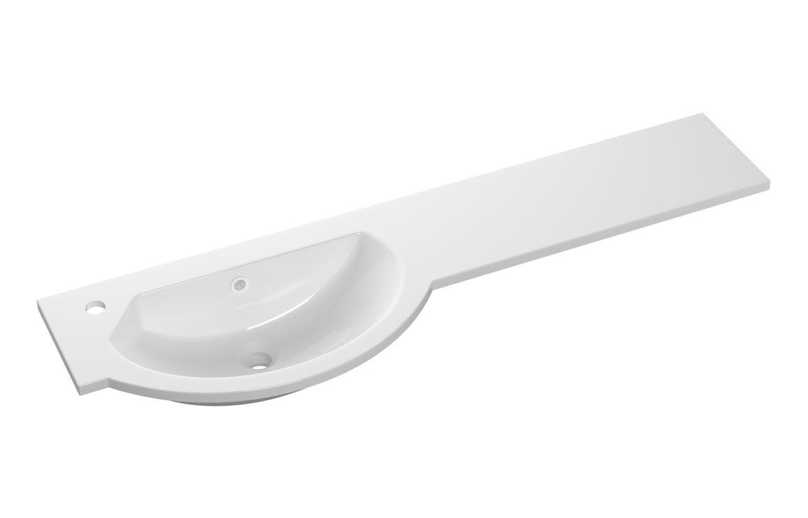 1244mm Slim Round One-Piece Basin &amp; Overflow Ring - Left Hand
