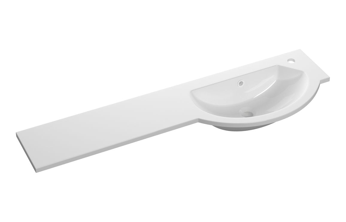 1244mm Slim Round One-Piece Basin &amp; Overflow Ring - Right Hand