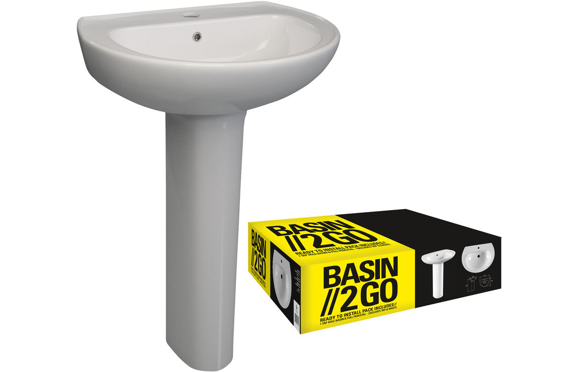 Chelif 573x460mm 1TH Basin &amp; Full Pedestal