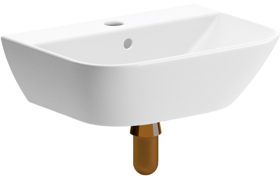 Kasai 450x320mm 1TH Cloakroom Basin &amp; Brushed Bronze Bottle Trap