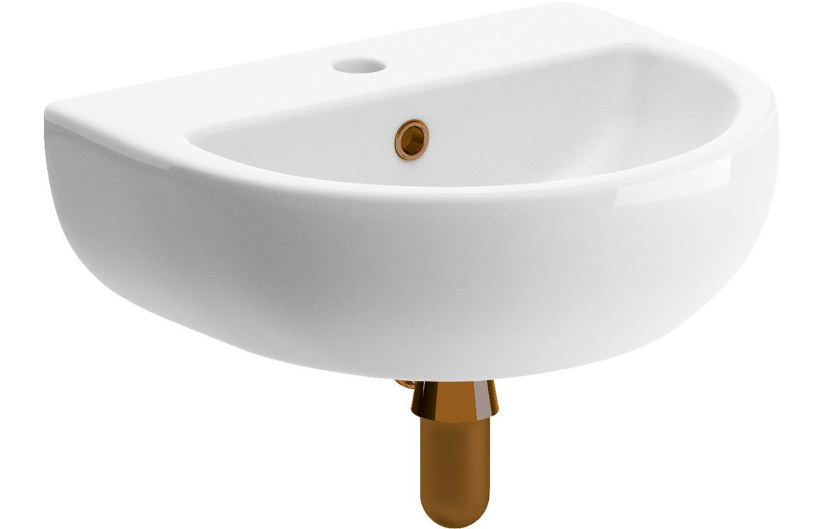 Bayoke 450x400mm 1TH Cloakroom Basin &amp; Brushed Bronze Bottle Trap