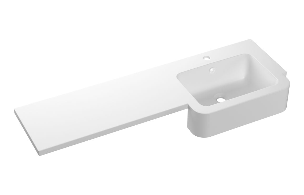 1242mm Standard Square One-Piece Basin &amp; Overflow Ring - Left Hand