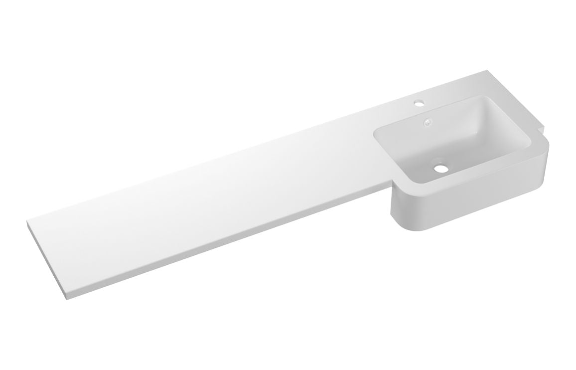 1542mm Standard Square One-Piece Basin &amp; Overflow Ring - Right Hand