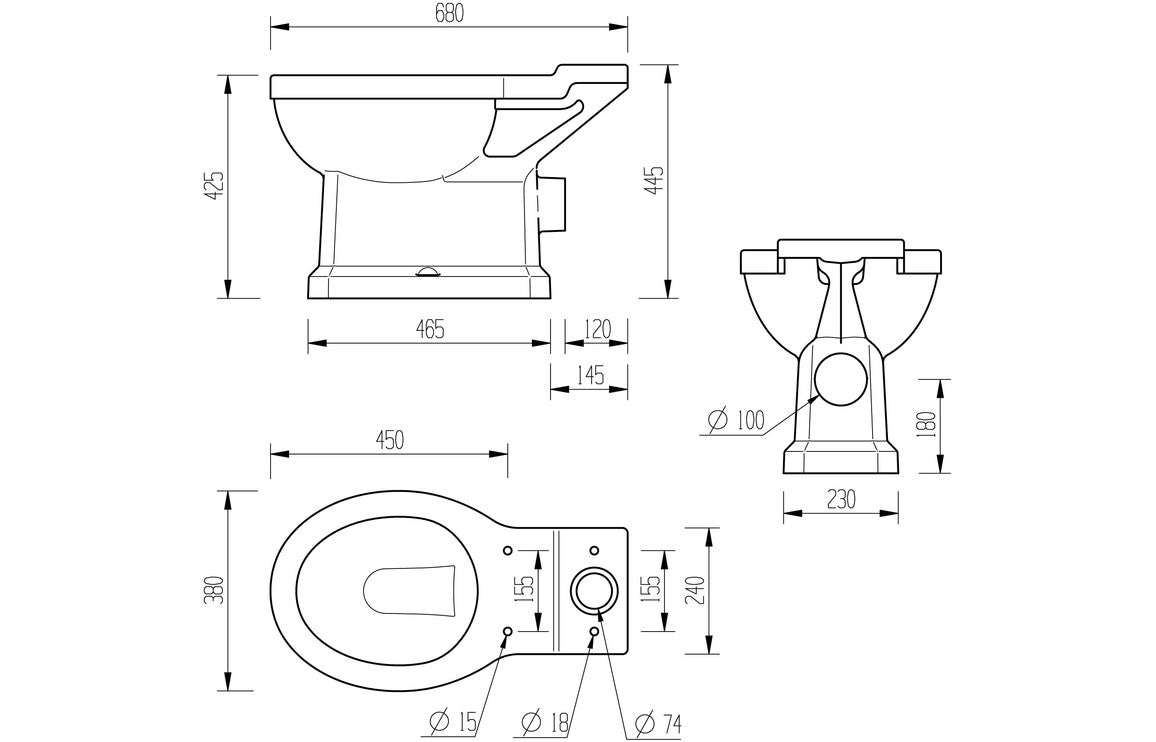 Komoe Close Coupled WC &amp; Satin White Wood Effect Seat With Brushed Brass Finishes