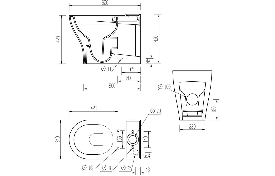 Adour Rimless Short Projection Close Coupled Fully Shrouded WC &amp; Soft Close Seat