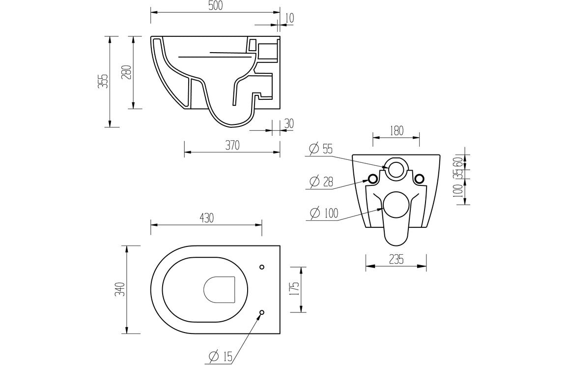 Adour Rimless Wall Hung WC &amp; Soft Close Seat