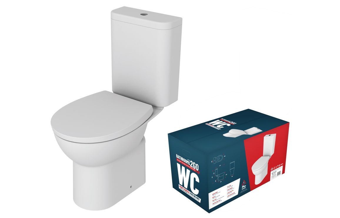 Chelif Close Coupled Rimless WC &amp; Soft Close Seat