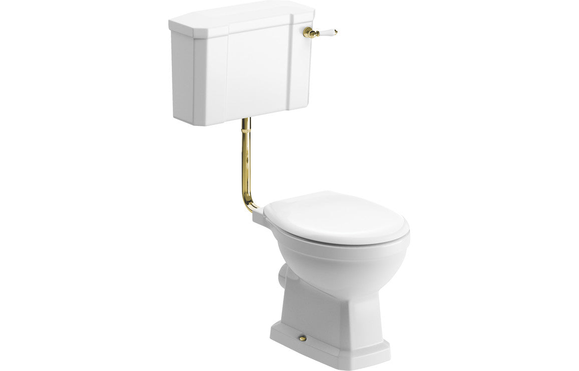 Komoe Low Level WC with Brushed Brass Finish &amp; Soft Close Seat