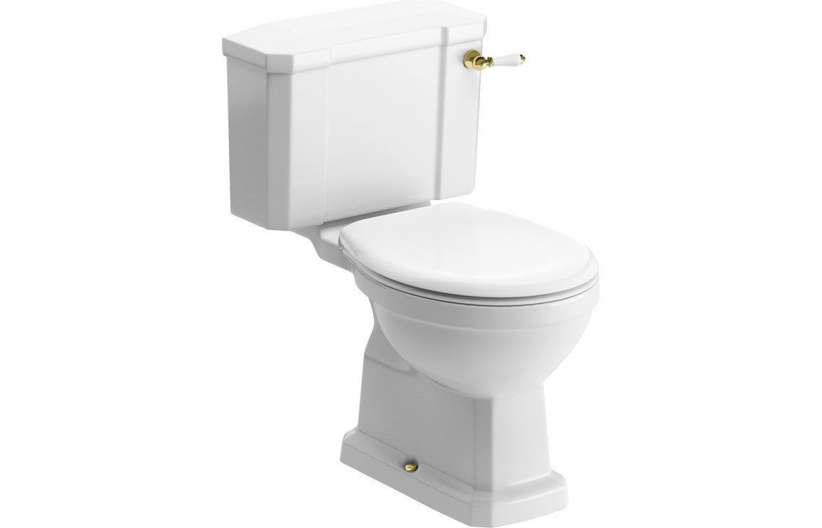 Komoe Close Coupled WC with Brushed Brass Finish &amp; Soft Close Seat