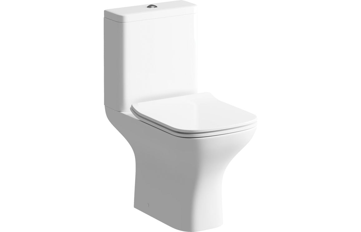 Kasai Rimless Comfort Height Close Coupled Open Back WC &amp; Slim Soft Close Seat