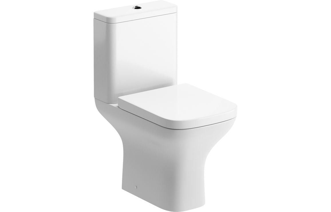 Kasai Rimless Comfort Height Close Coupled Open Back WC &amp; Wrapover Soft Close Seat