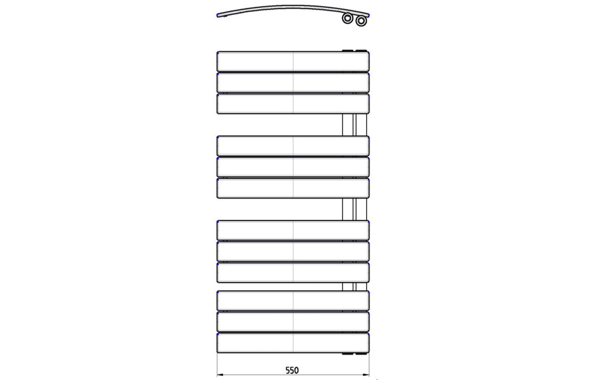 Betula Curved Panel Ladder Radiator (550x1080x49mm) - Chrome