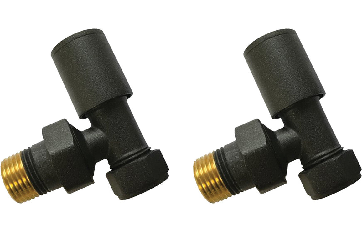 Patterned Anthracite Radiator Valves - Angled