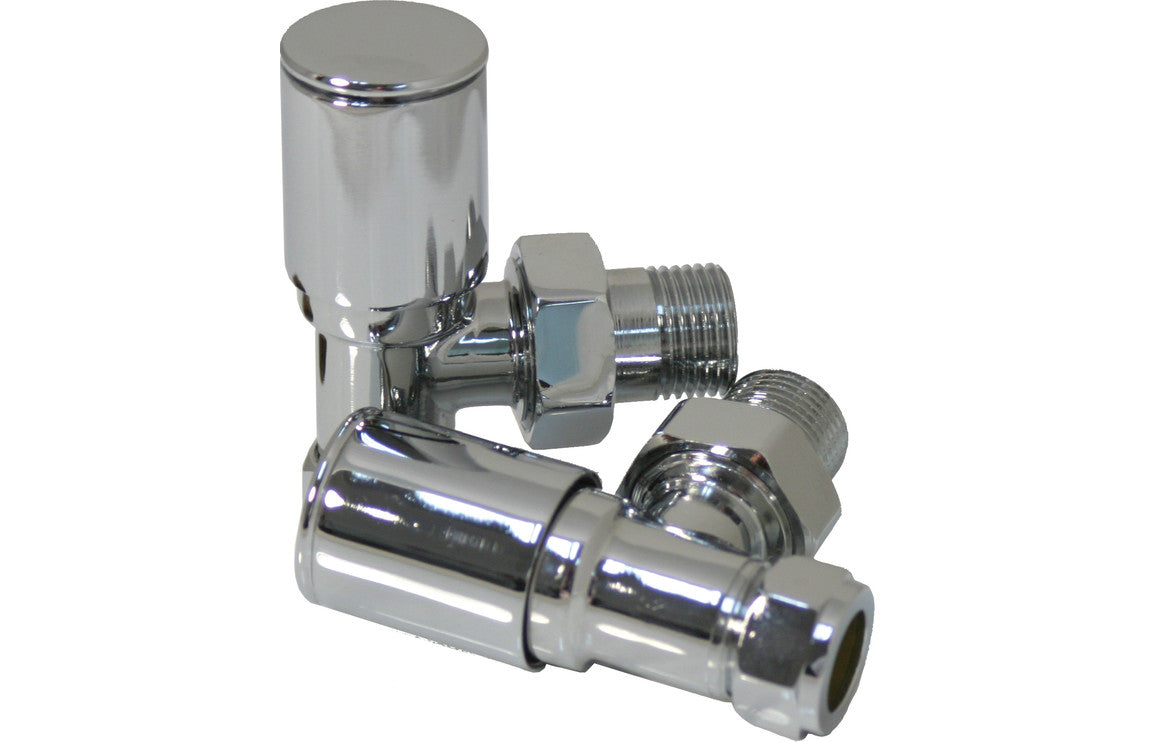 Patterned Chrome Radiator Valves - Angled