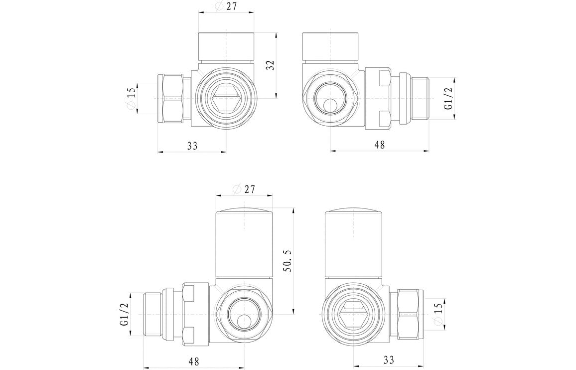 Patterned Chrome Radiator Valves - Corner