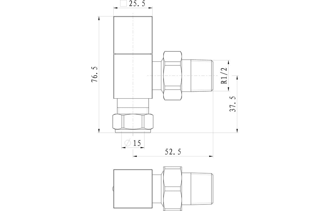 Square Chrome Radiator Valves - Angled