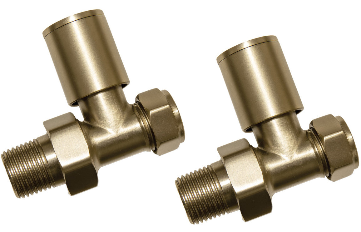 Brushed Brass Radiator Valves - Straight