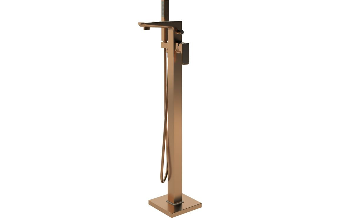 Komati Floor Standing Bath/Shower Mixer - Brushed Bronze