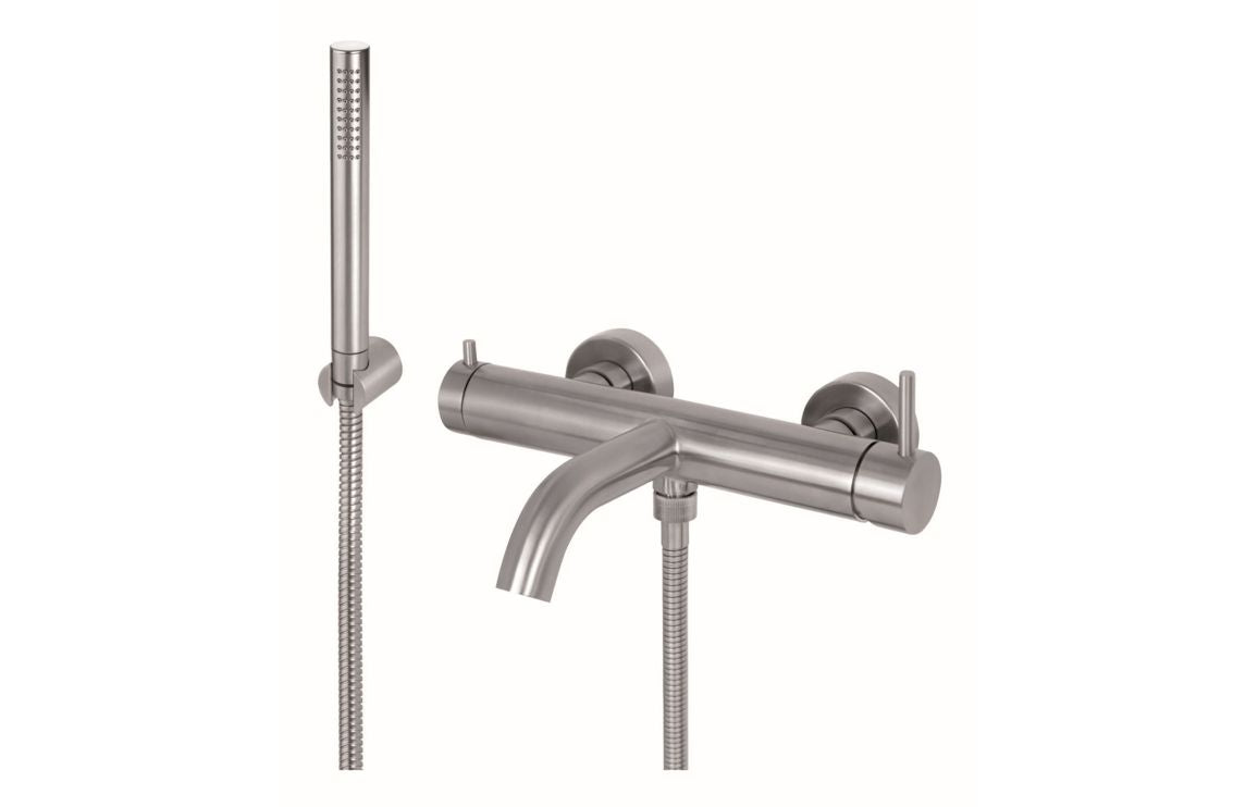 Vema Tiber Wall Mounted Bath/Shower Mixer - Stainless Steel