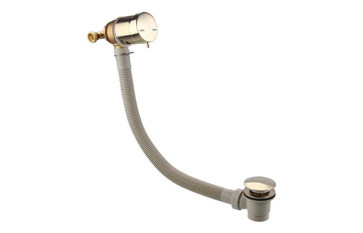 Bath Overflow Filler With Integrated Valve - Brushed Brass