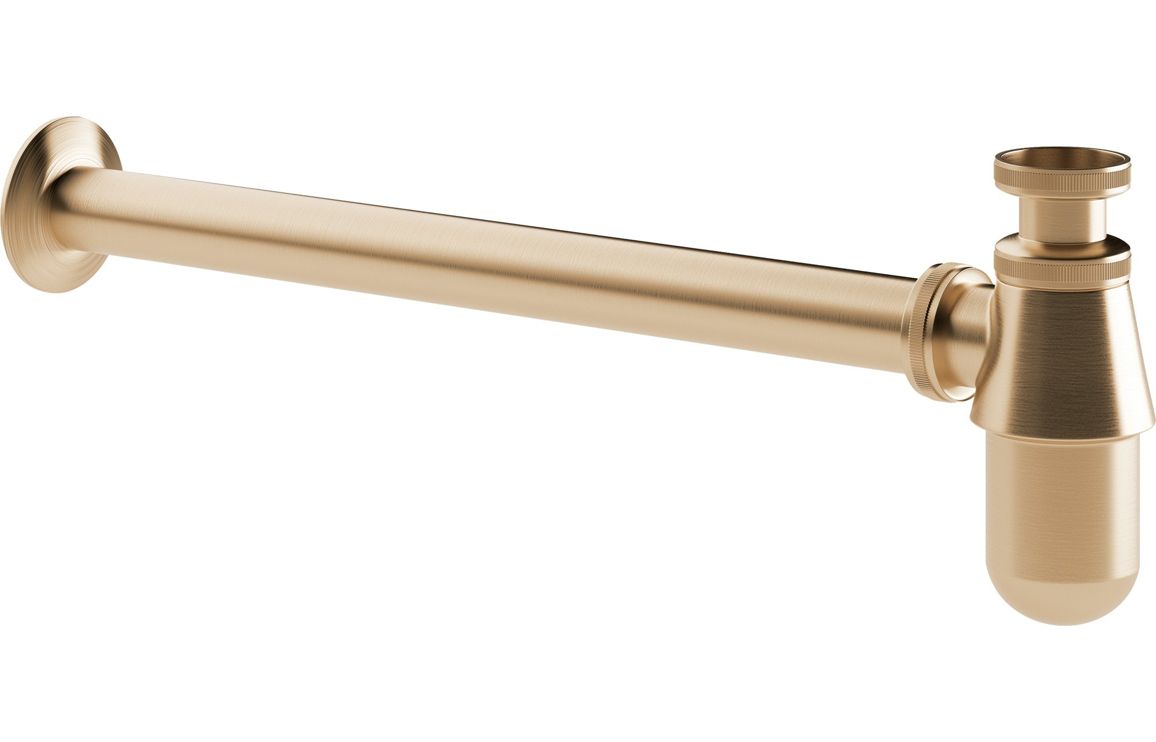 Tallula 800mm Wall Hung White Marble Basin Shelf &amp; Brushed Bronze Bottle Trap
