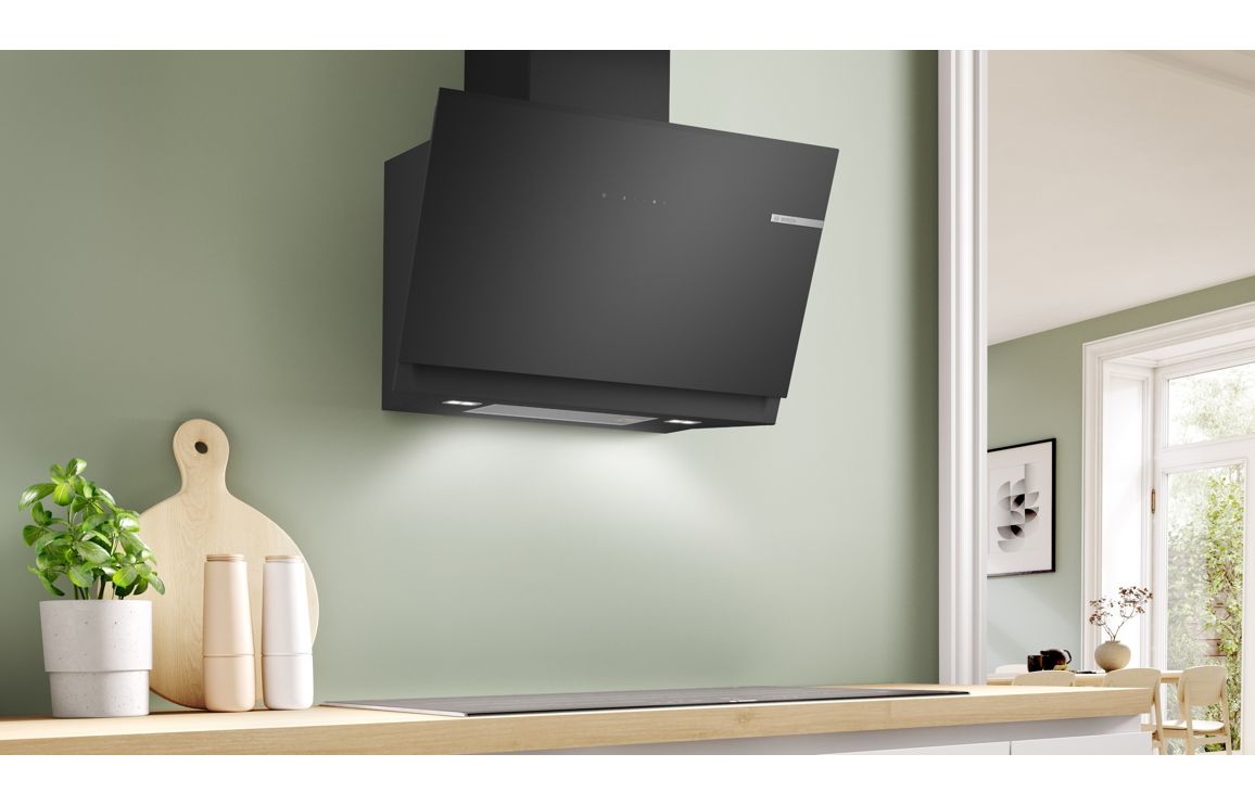 Bosch Series 6 DWK81AN60B 80cm Angled Chimney Hood - Black Glass