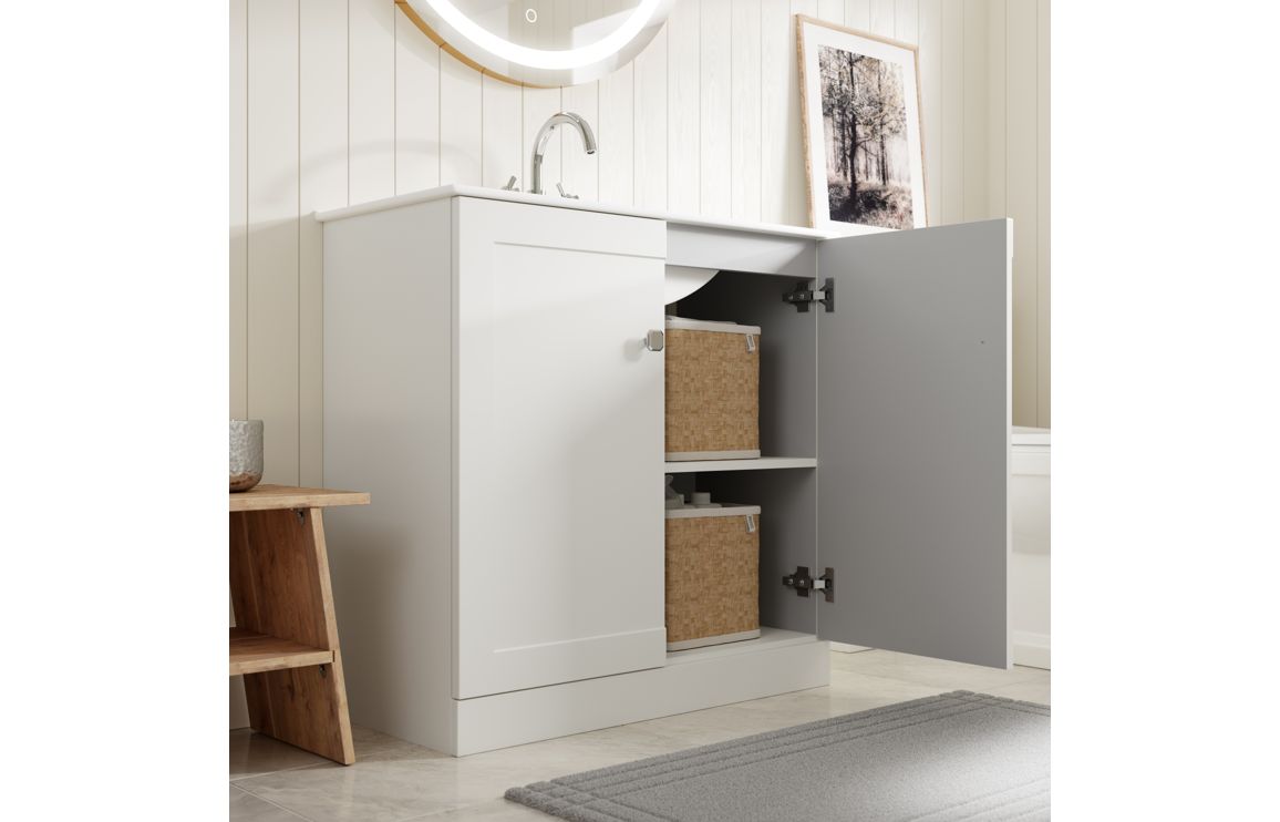 Amaya 615mm Wall Hung 2 Drawer Basin Unit &amp; Basin - Matt White