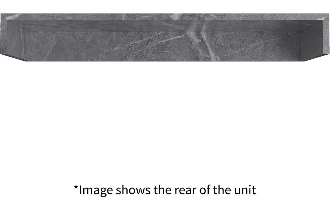 Tallula 800mm Wall Hung Grey Marble Basin Shelf &amp; Brushed Bronze Bottle Trap