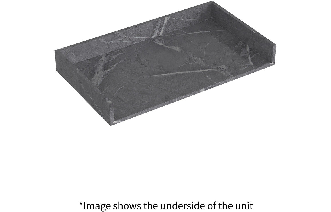 Tallula 800mm Wall Hung Grey Marble Basin Shelf &amp; Brushed Bronze Bottle Trap