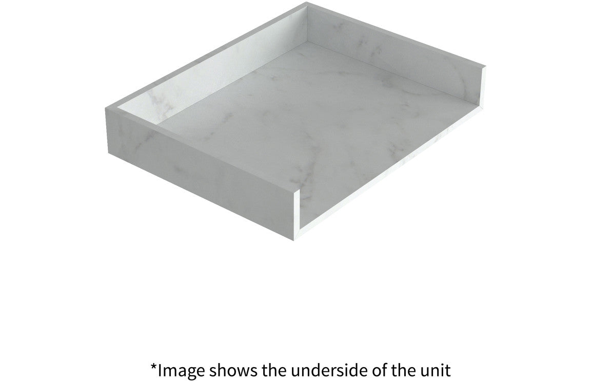 Tallula 600mm Wall Hung White Marble Basin Shelf &amp; Brushed Bronze Bottle Trap