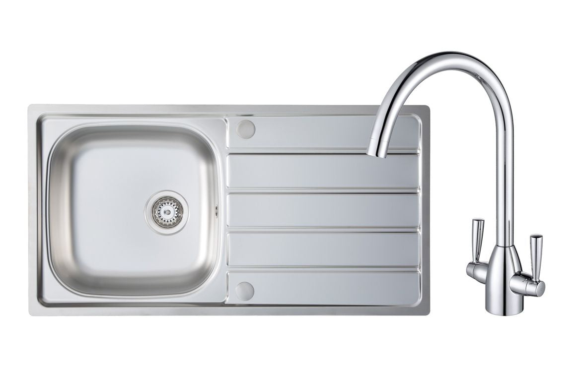 Prima 1B Inset Sink &amp; Chelsea Tap Pack - St/Steel &amp; Chrome