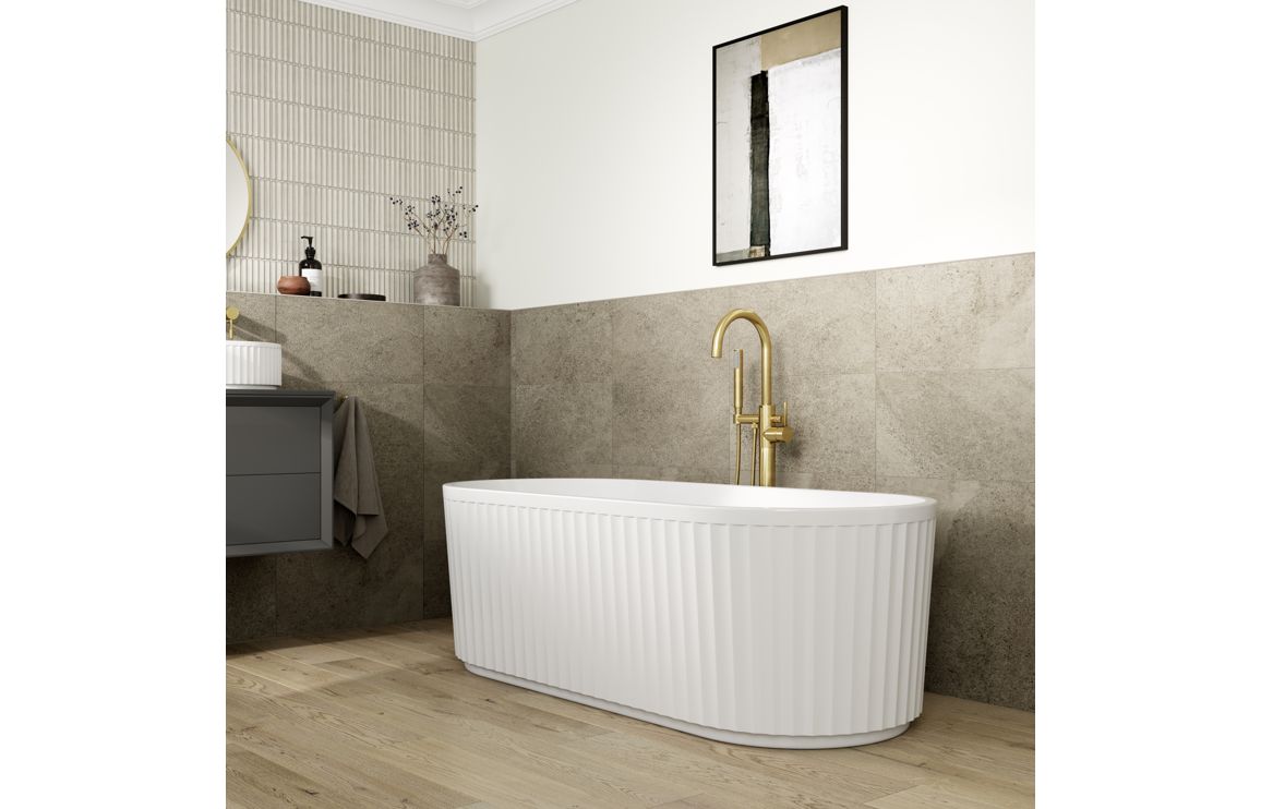 Saya Fluted Freestanding 1700x750x570mm 0 Tap Holes Bath