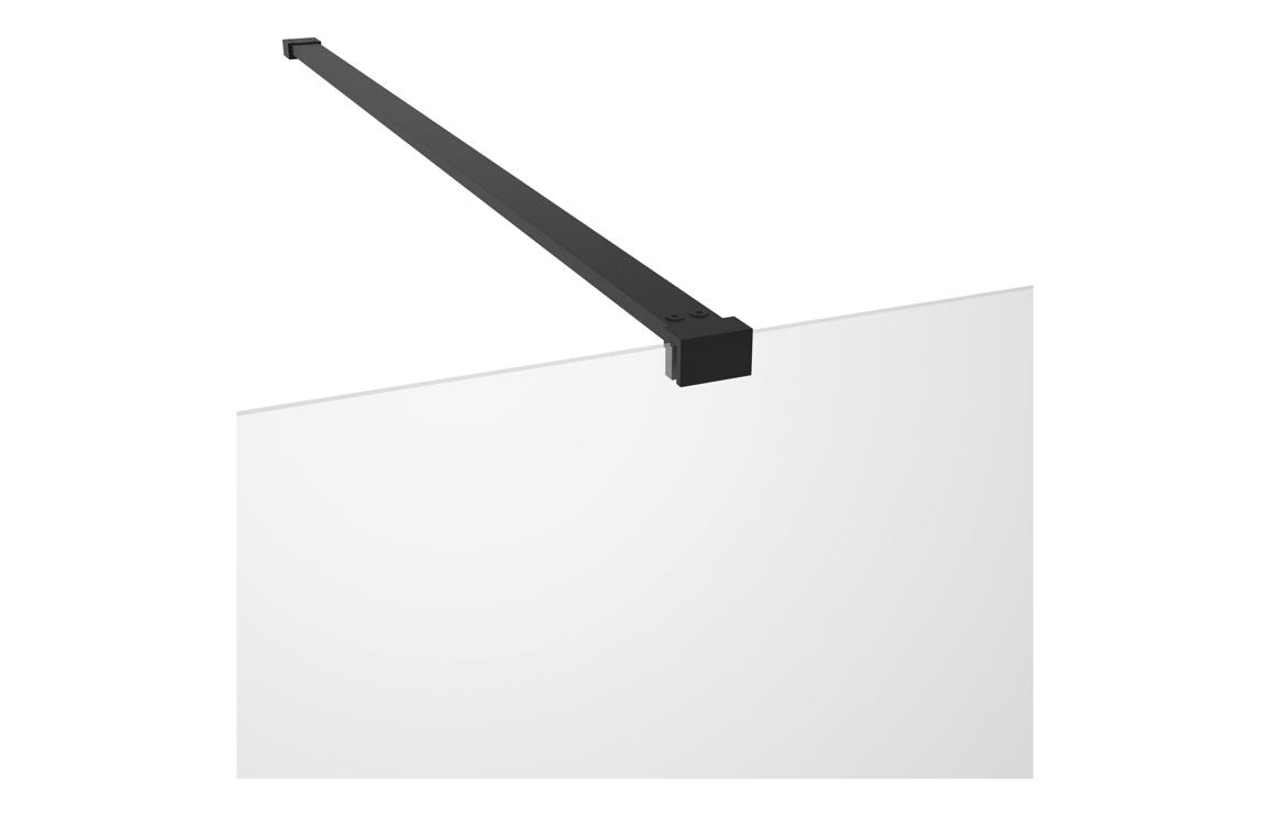 Cygnus 1100mm Wetroom Panel &amp; Support Bar - Black