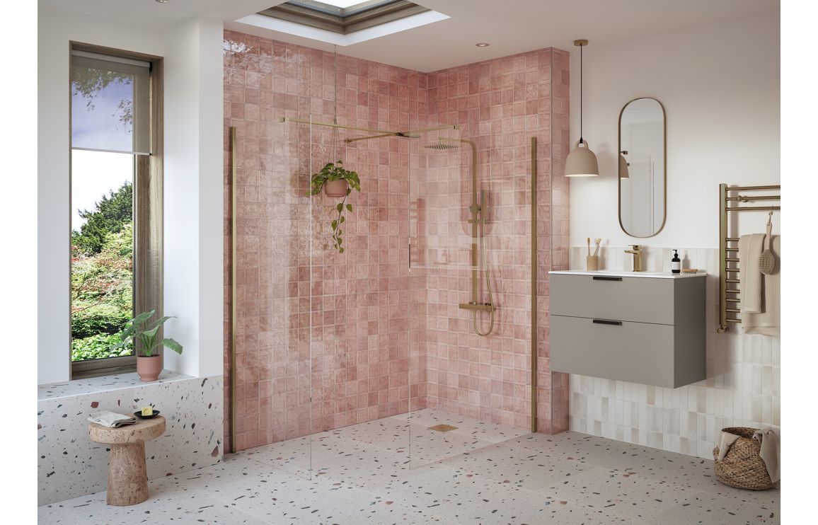 Cygnus 500mm Wetroom Side Panel &amp; Arm - Brushed Bronze