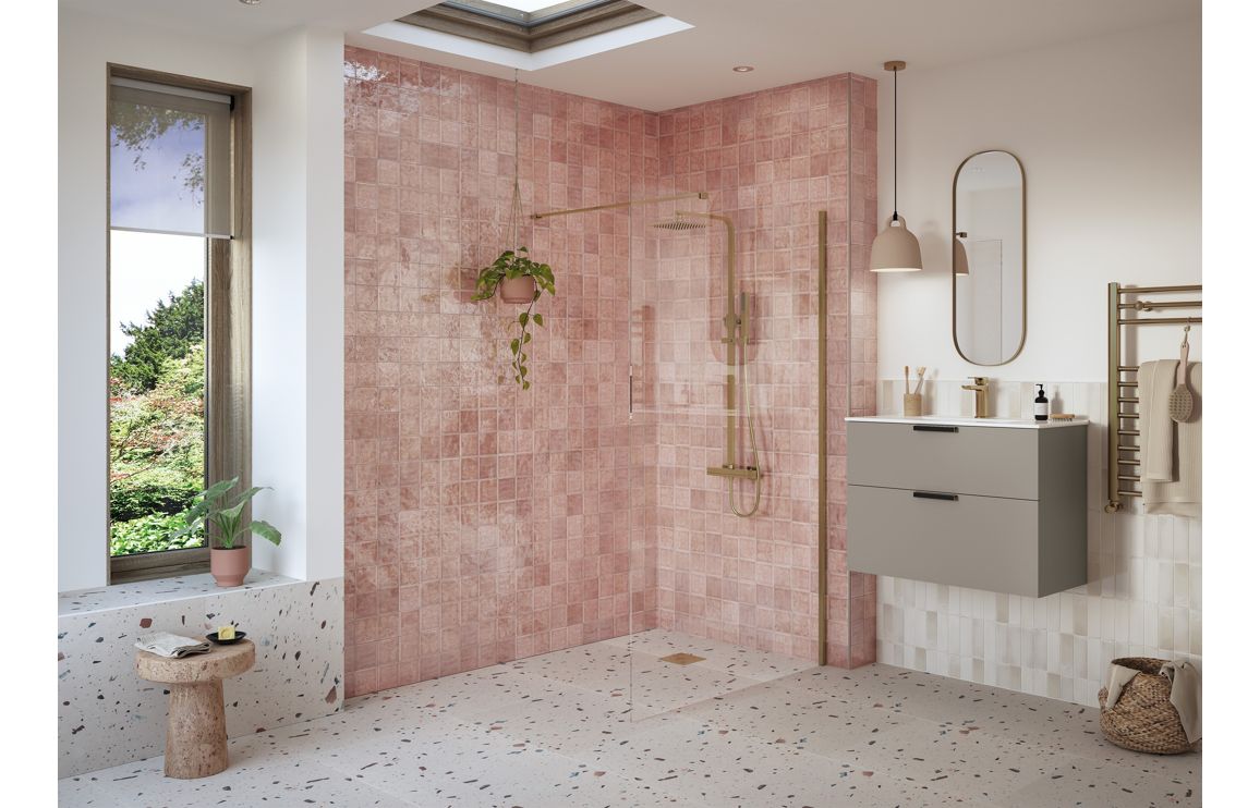 Cygnus 500mm Wetroom Panel &amp; Support Bar - Brushed Bronze