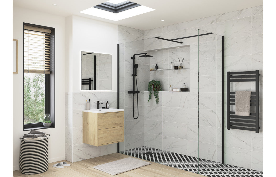 Cygnus 500mm Wetroom Side Panel &amp; Arm - Black