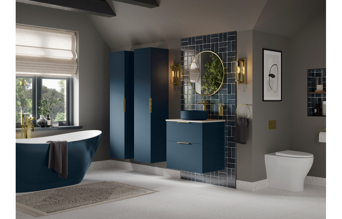 Alisha 815mm Wall Hung 2 Drawer Basin Unit &amp; Basin - Matt Deep Blue