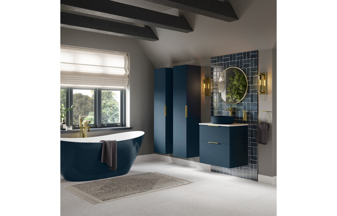Alisha 815mm Wall Hung 2 Drawer Basin Unit &amp; Basin - Matt Deep Blue