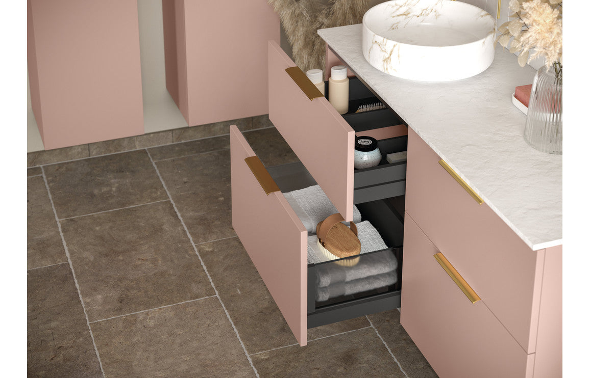 Alisha 610mm Wall Hung 2 Drawer Basin Unit &amp; Basin - Matt White