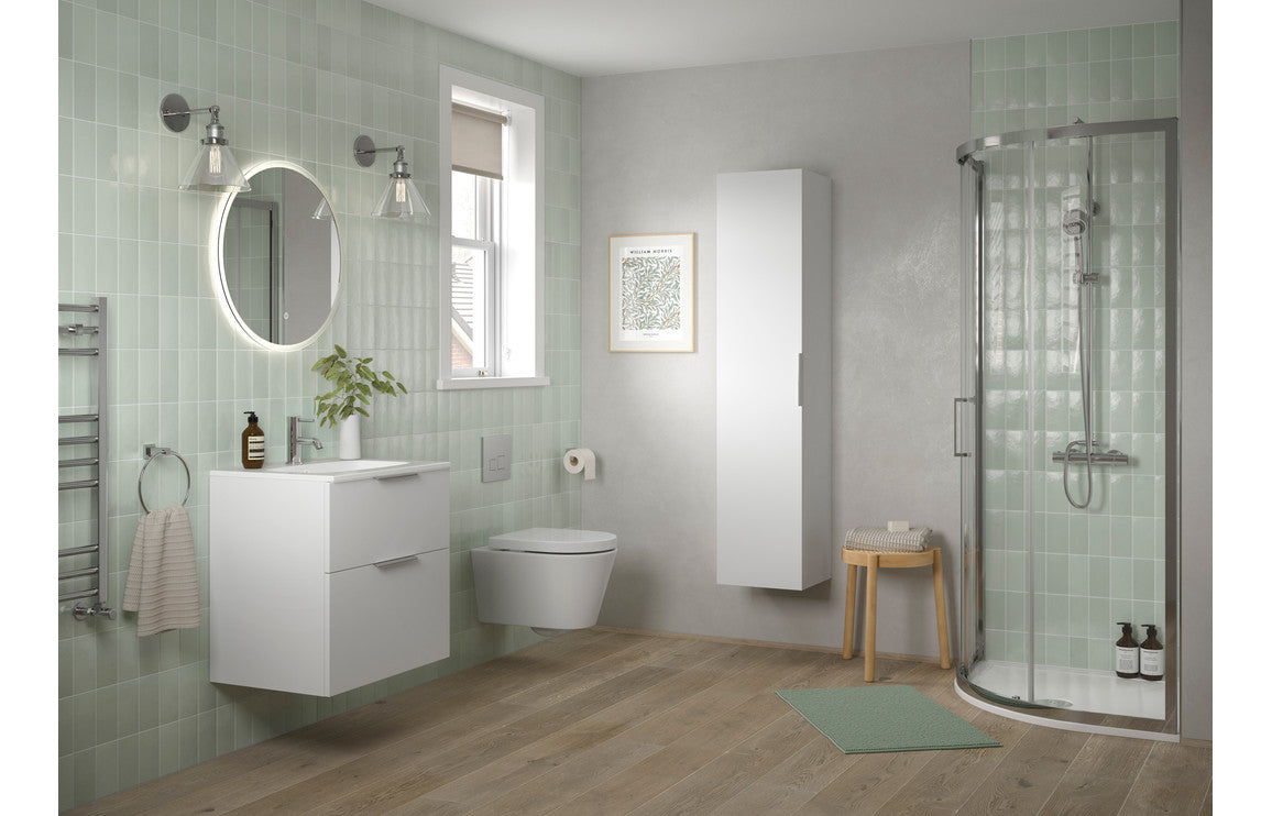 Alisha 610mm Wall Hung 2 Drawer Basin Unit &amp; Basin - Matt White