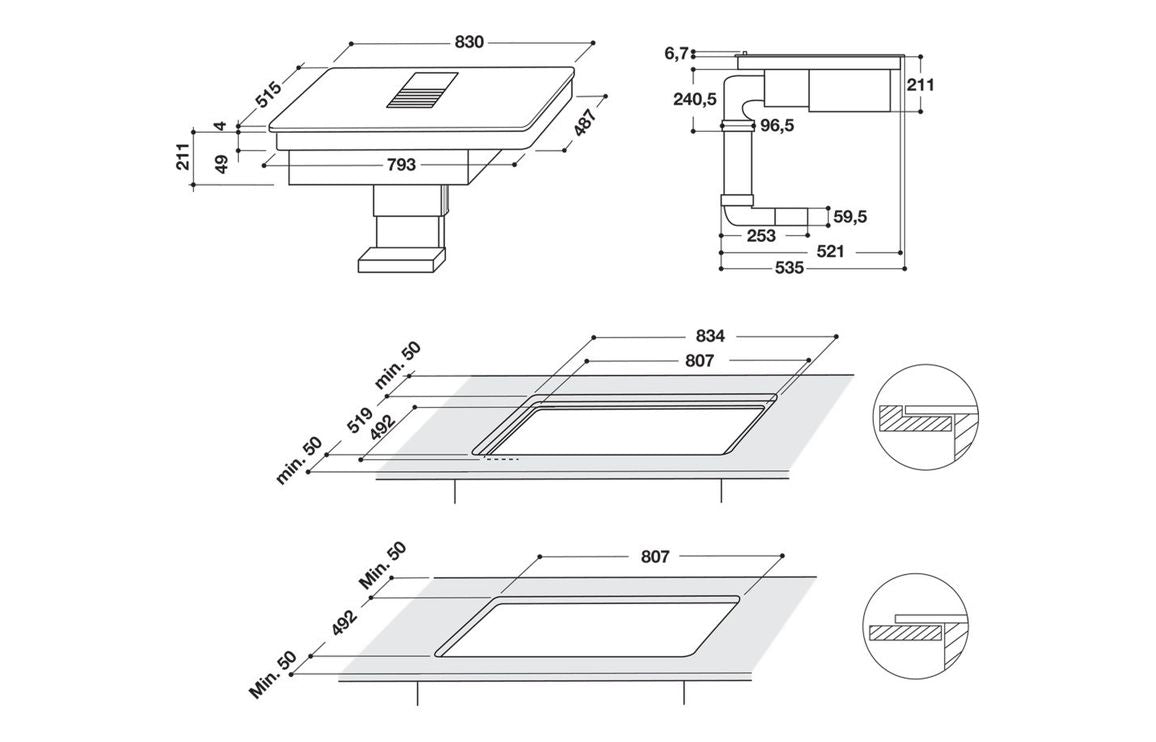 Whirlpool WVH 92 K F KIT/1 83cm Venting Induction Hob - Black Glass