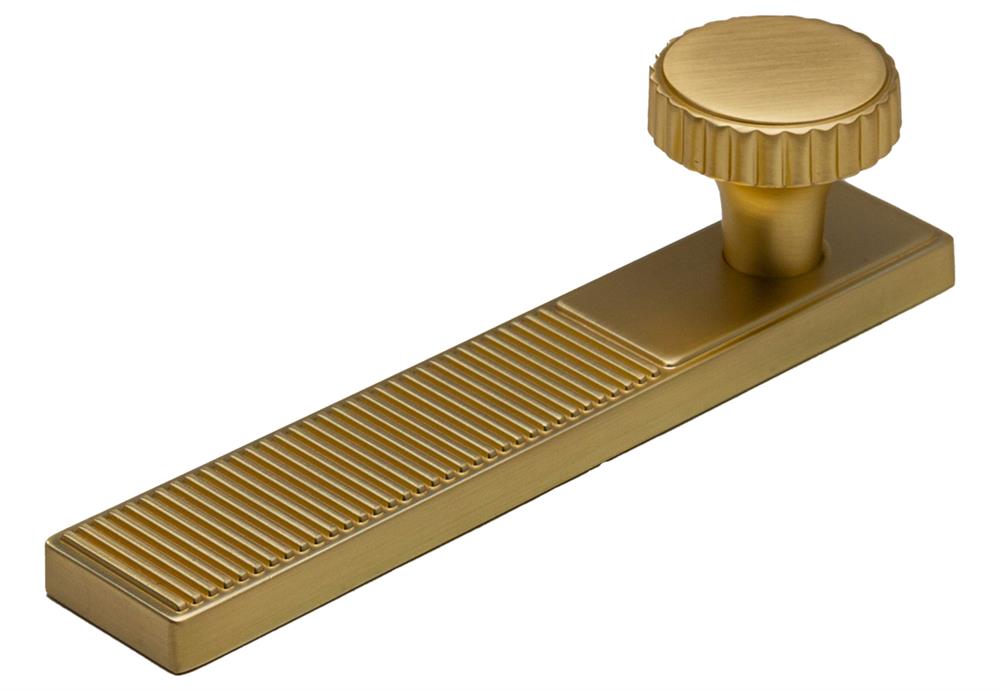 Perugia Knob + Back plate Ribbed, Satin Brass 96mm centres