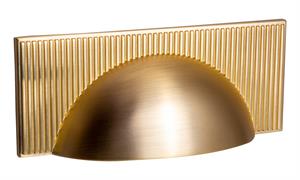 Perugia Shell Handle Ribbed, Satin Brass 64mm centres